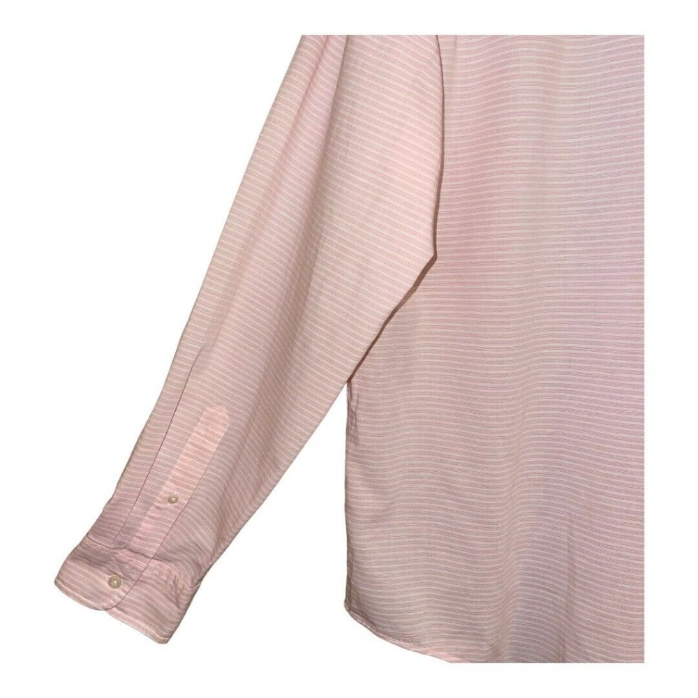 Vineyard Vines Men Slim Fit Cooper Shirt XL Pink Pinstripe Collared Cotton Linen - Picture 9 of 15